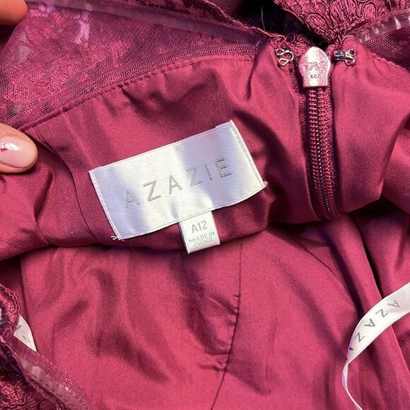 Azazie Burgundy Lace Maxi Dress - Picture 8 of 11